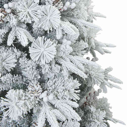 vidaXL Artificial Hinged Christmas Tree Snow Flocked White 240 cm