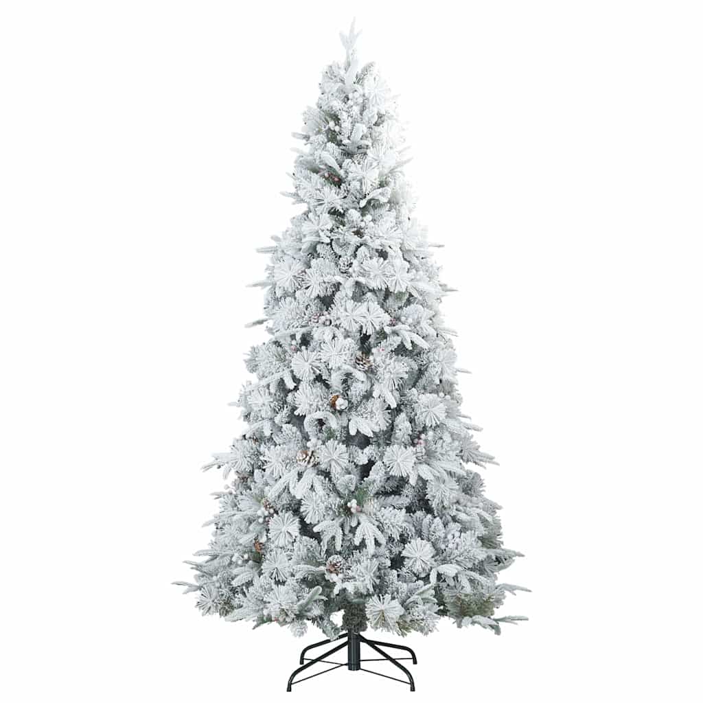 vidaXL Artificial Hinged Christmas Tree Snow Flocked White 240 cm