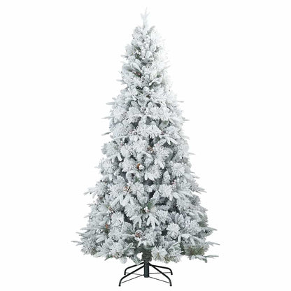vidaXL Artificial Hinged Christmas Tree Snow Flocked White 240 cm