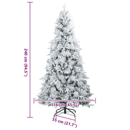vidaXL Artificial Hinged Christmas Tree Snow Flocked White 240 cm