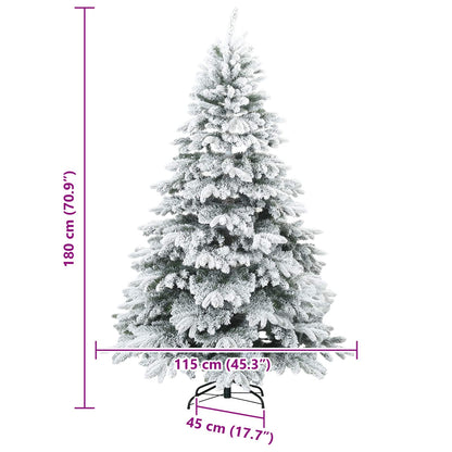vidaXL Artificial Hinged Christmas Tree Snow Flocked White 180 cm