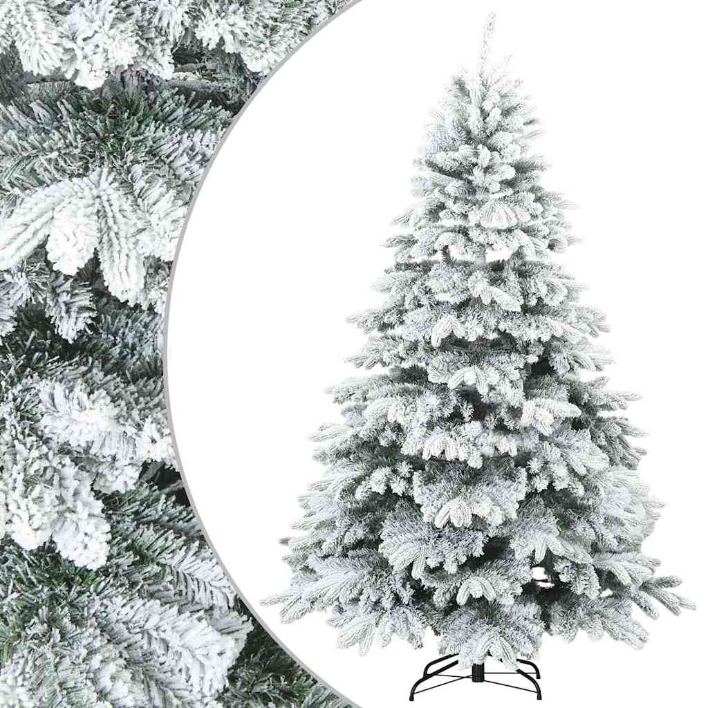 vidaXL Artificial Hinged Christmas Tree Snow Flocked White 210 cm