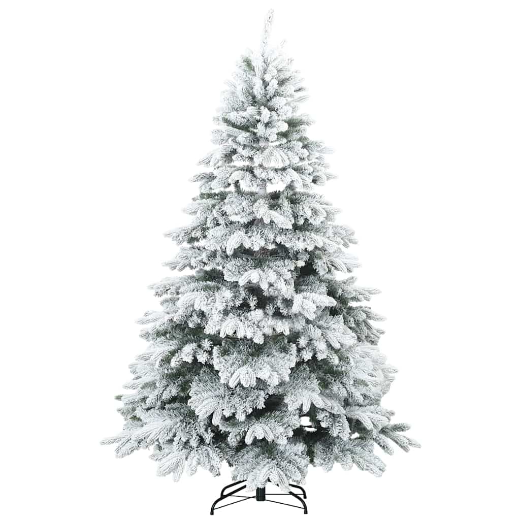 vidaXL Artificial Hinged Christmas Tree Snow Flocked White 210 cm
