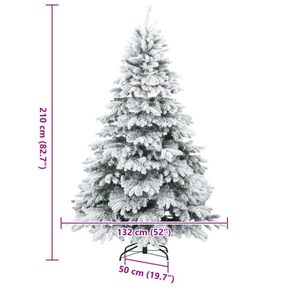 vidaXL Artificial Hinged Christmas Tree Snow Flocked White 210 cm
