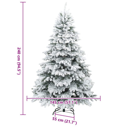 vidaXL Artificial Hinged Christmas Tree Snow Flocked White 240 cm