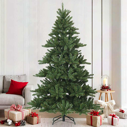 vidaXL Artificial Hinged Christmas Tree Green 210 cm PVC, steel