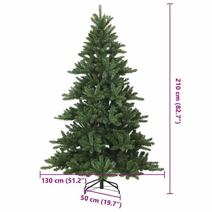 vidaXL Artificial Hinged Christmas Tree Green 210 cm PVC, steel