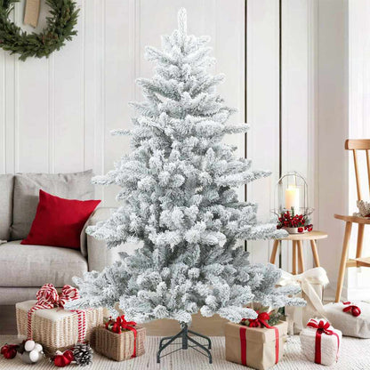 vidaXL Artificial Hinged Christmas Tree Snow Flocked White 150 cm