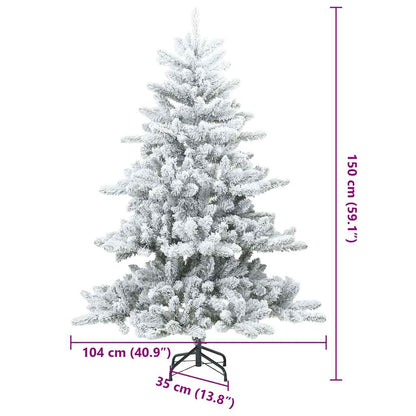 vidaXL Artificial Hinged Christmas Tree Snow Flocked White 150 cm