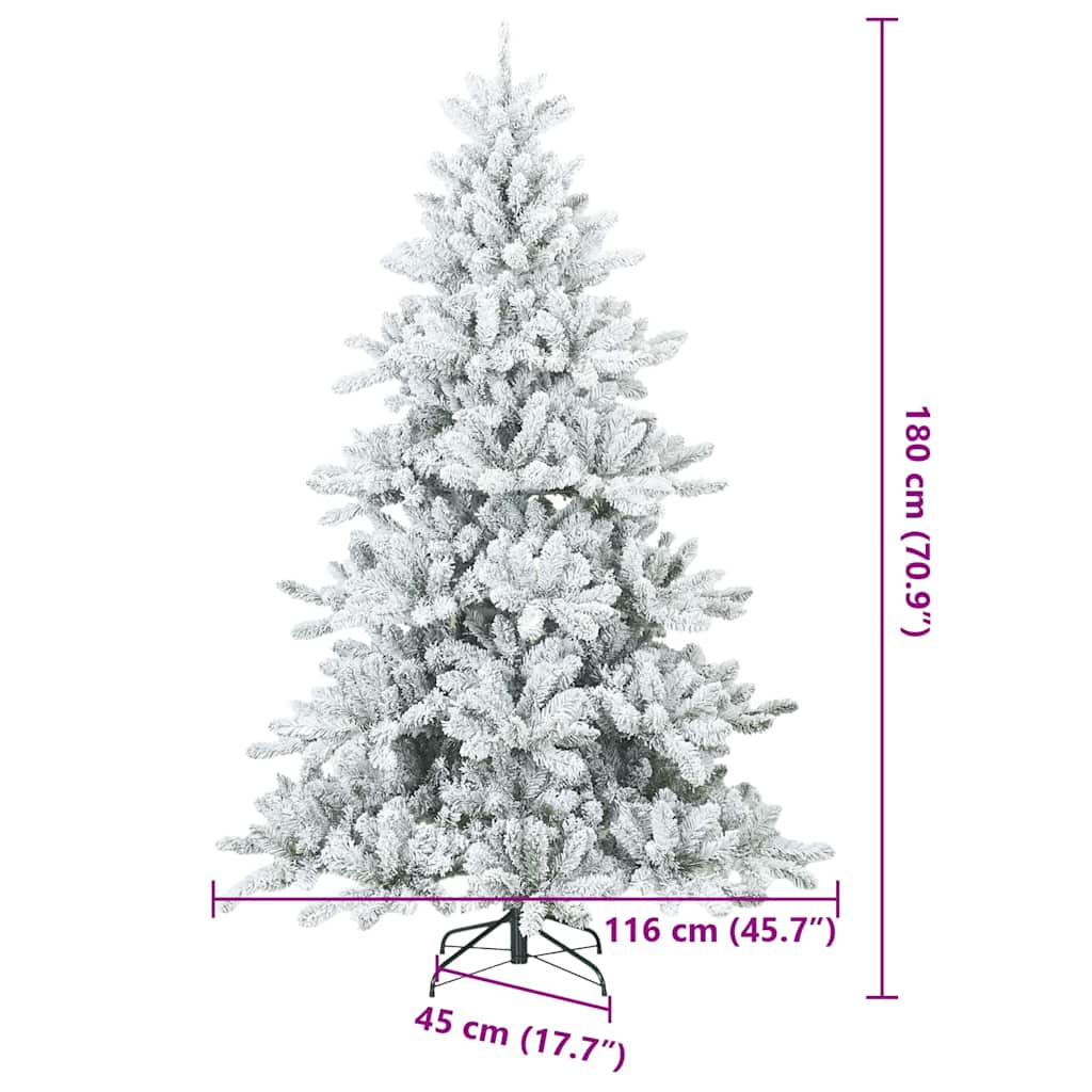 vidaXL Artificial Hinged Christmas Tree Snow Flocked White 180 cm