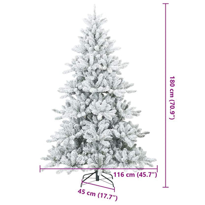 vidaXL Artificial Hinged Christmas Tree Snow Flocked White 180 cm