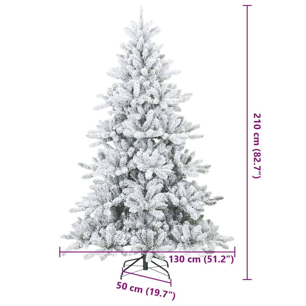 vidaXL Artificial Hinged Christmas Tree Snow Flocked White 210 cm