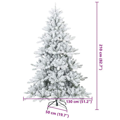 vidaXL Artificial Hinged Christmas Tree Snow Flocked White 210 cm