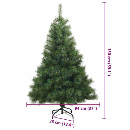 vidaXL Artificial Hinged Christmas Tree Green 150 cm PVC, steel