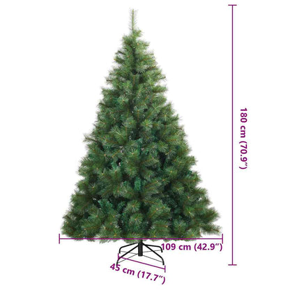 vidaXL Artificial Hinged Christmas Tree Green 180 cm PVC, steel