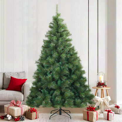 vidaXL Artificial Hinged Christmas Tree Green 210 cm PVC, steel