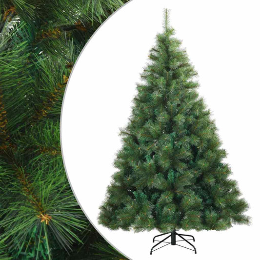 vidaXL Artificial Hinged Christmas Tree Green 210 cm PVC, steel
