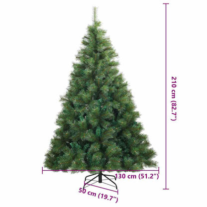 vidaXL Artificial Hinged Christmas Tree Green 210 cm PVC, steel