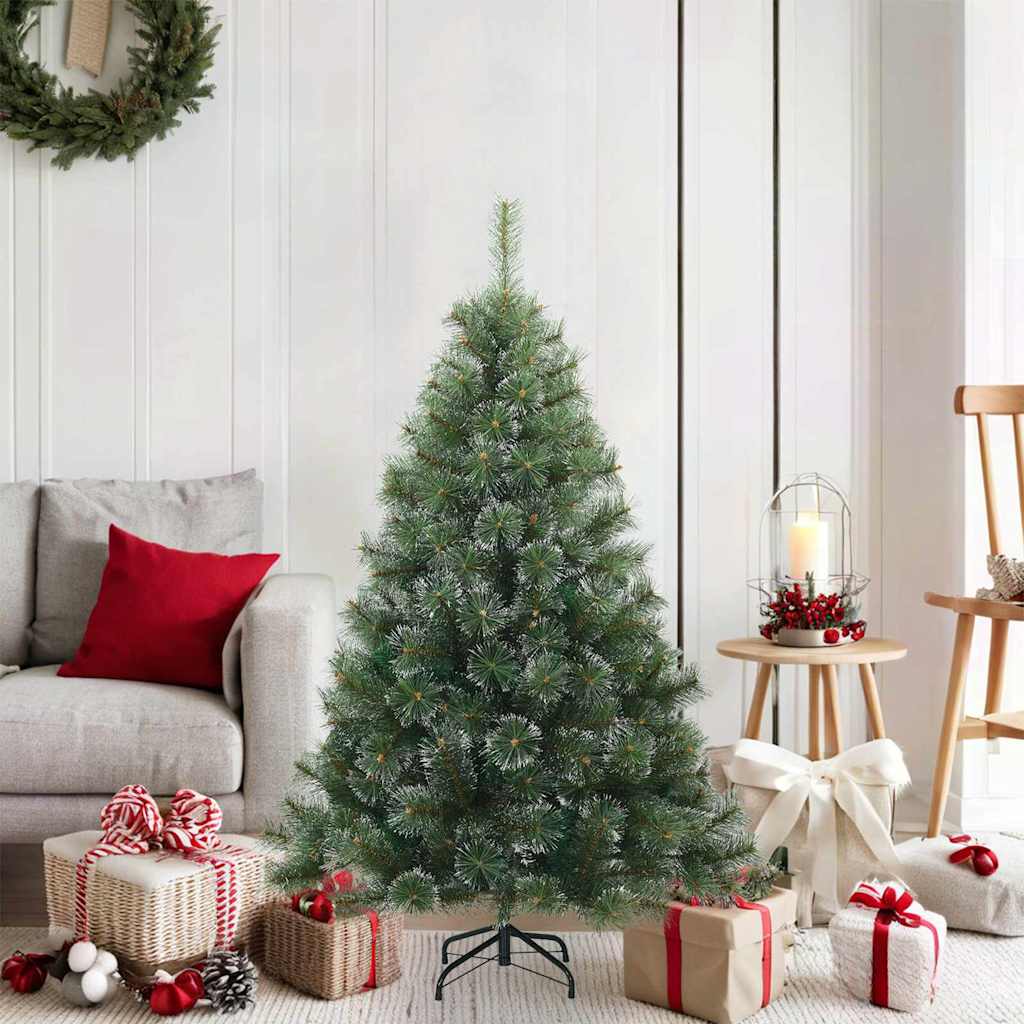 vidaXL Artificial Hinged Christmas Tree Snow Flocked Green 120 cm
