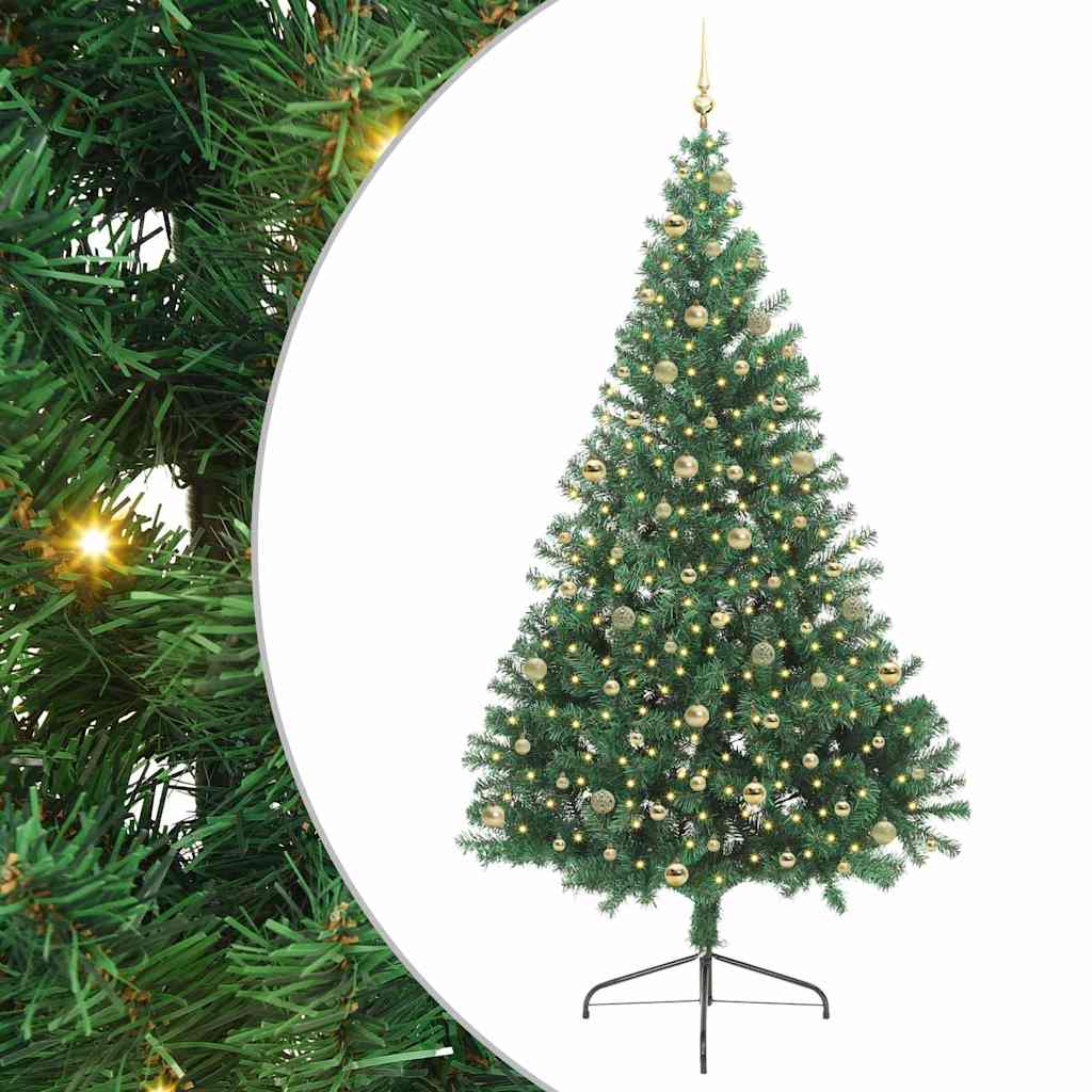 vidaXL Artificial Pre-lit Christmas Tree Green 240 cm PVC