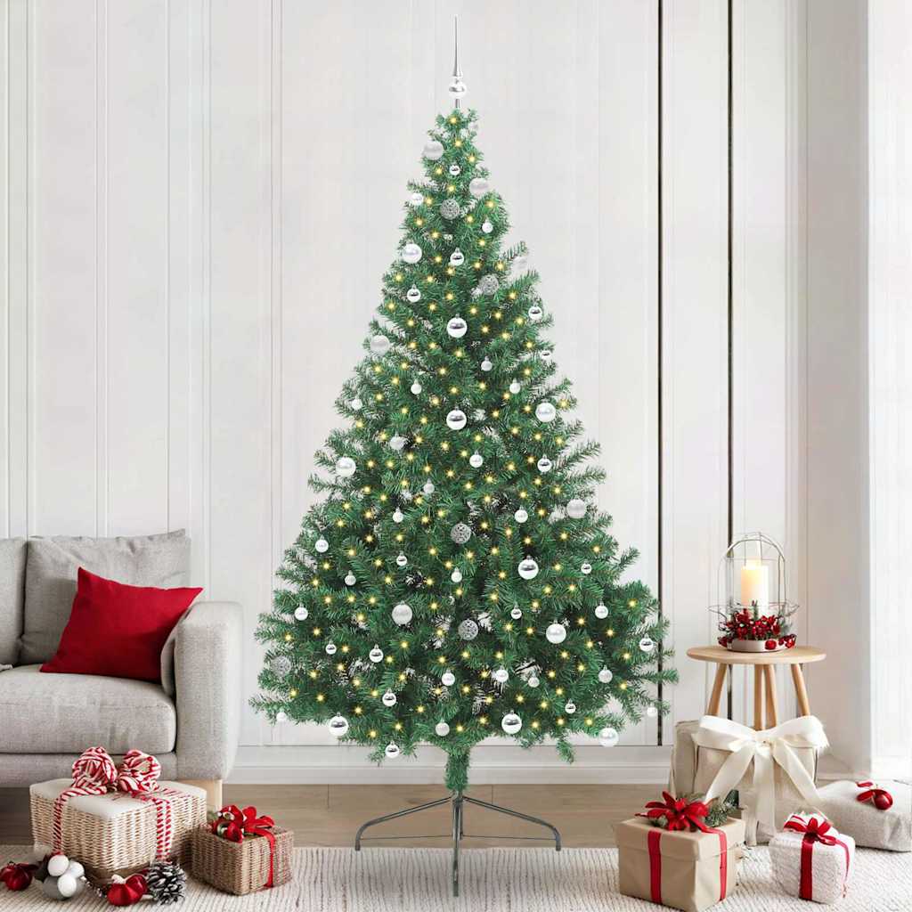 vidaXL Artificial Pre-lit Christmas Tree Green 240 cm PVC