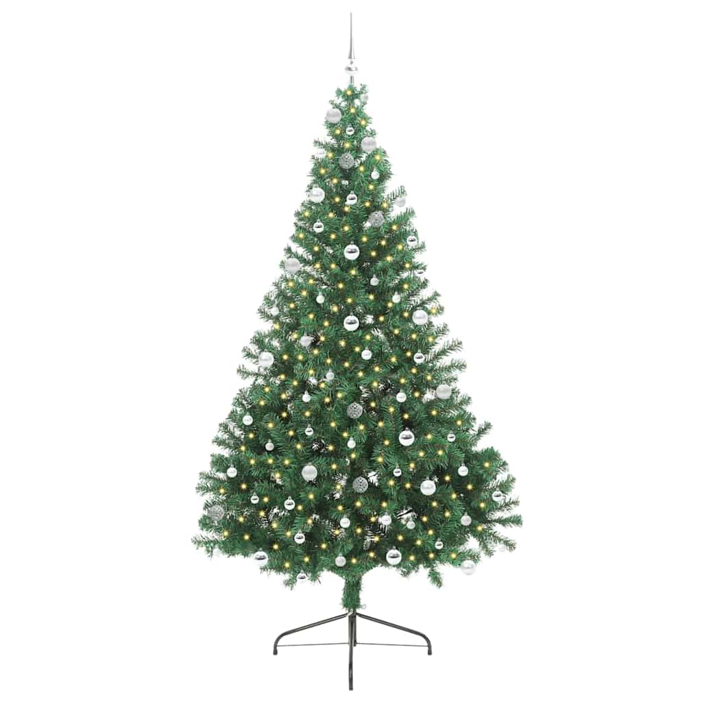 vidaXL Artificial Pre-lit Christmas Tree Green 240 cm PVC