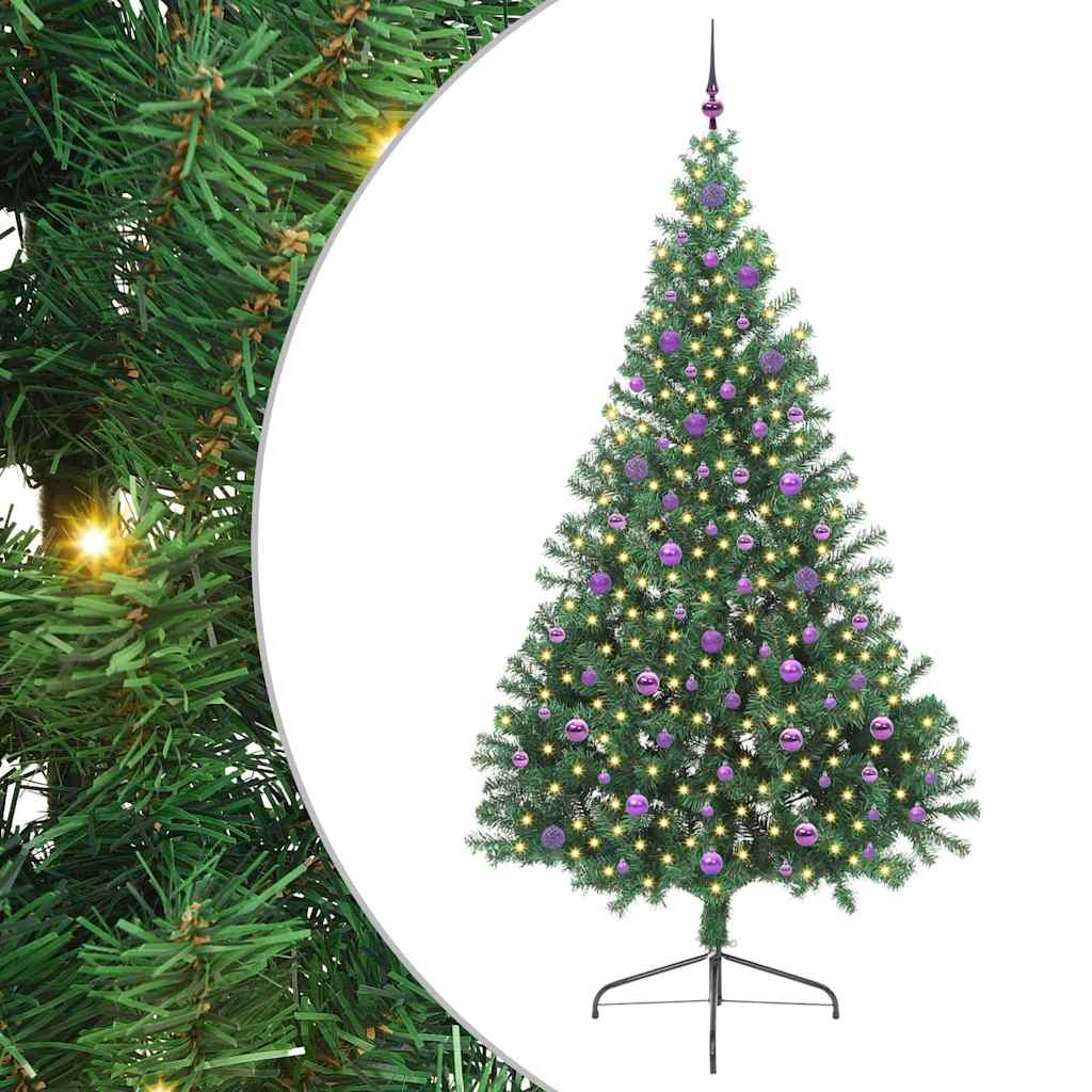 vidaXL Artificial Pre-lit Christmas Tree Green 240 cm PVC