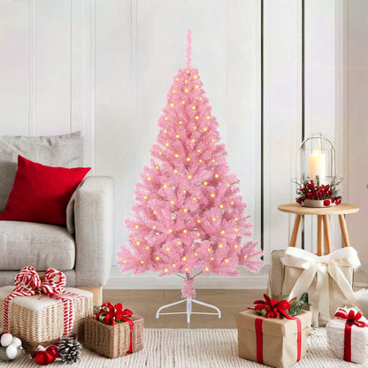 vidaXL Artificial Pre-lit Christmas Tree with 150 LEDs Pink 120 cm PVC