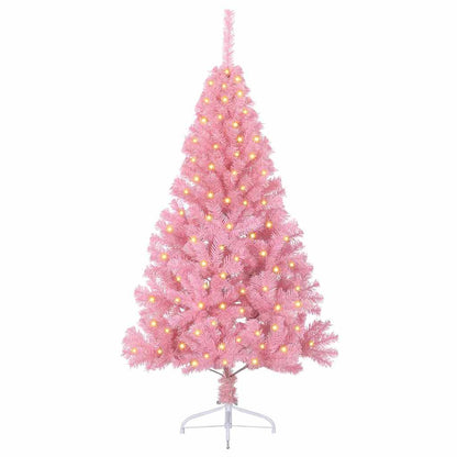vidaXL Artificial Pre-lit Christmas Tree with 150 LEDs Pink 120 cm PVC