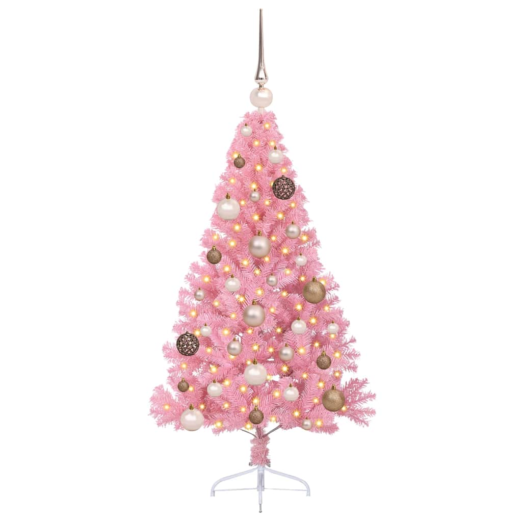 vidaXL Artificial Pre-lit Christmas Tree with 150 LEDs Pink 120 cm PVC