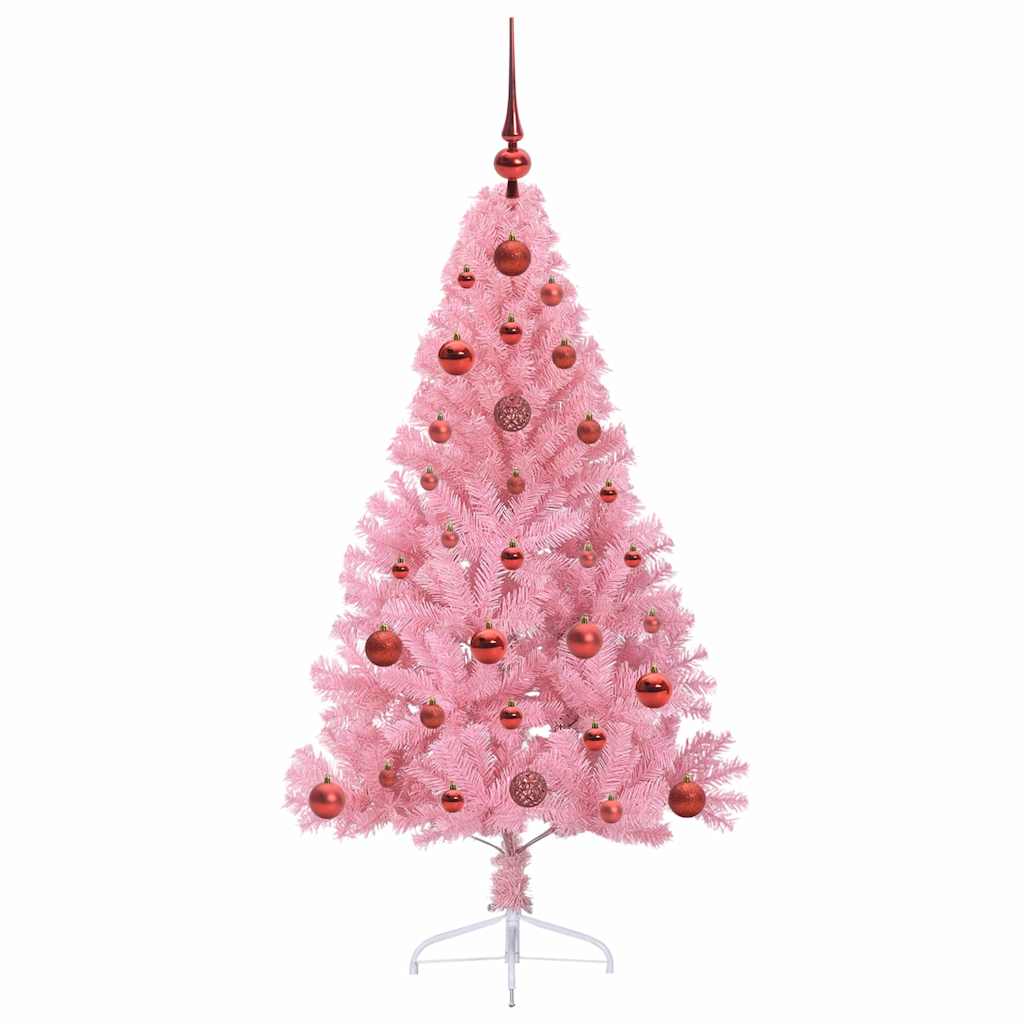 vidaXL Artificial Pre-lit Christmas Tree with 150 LEDs Pink 120 cm PVC