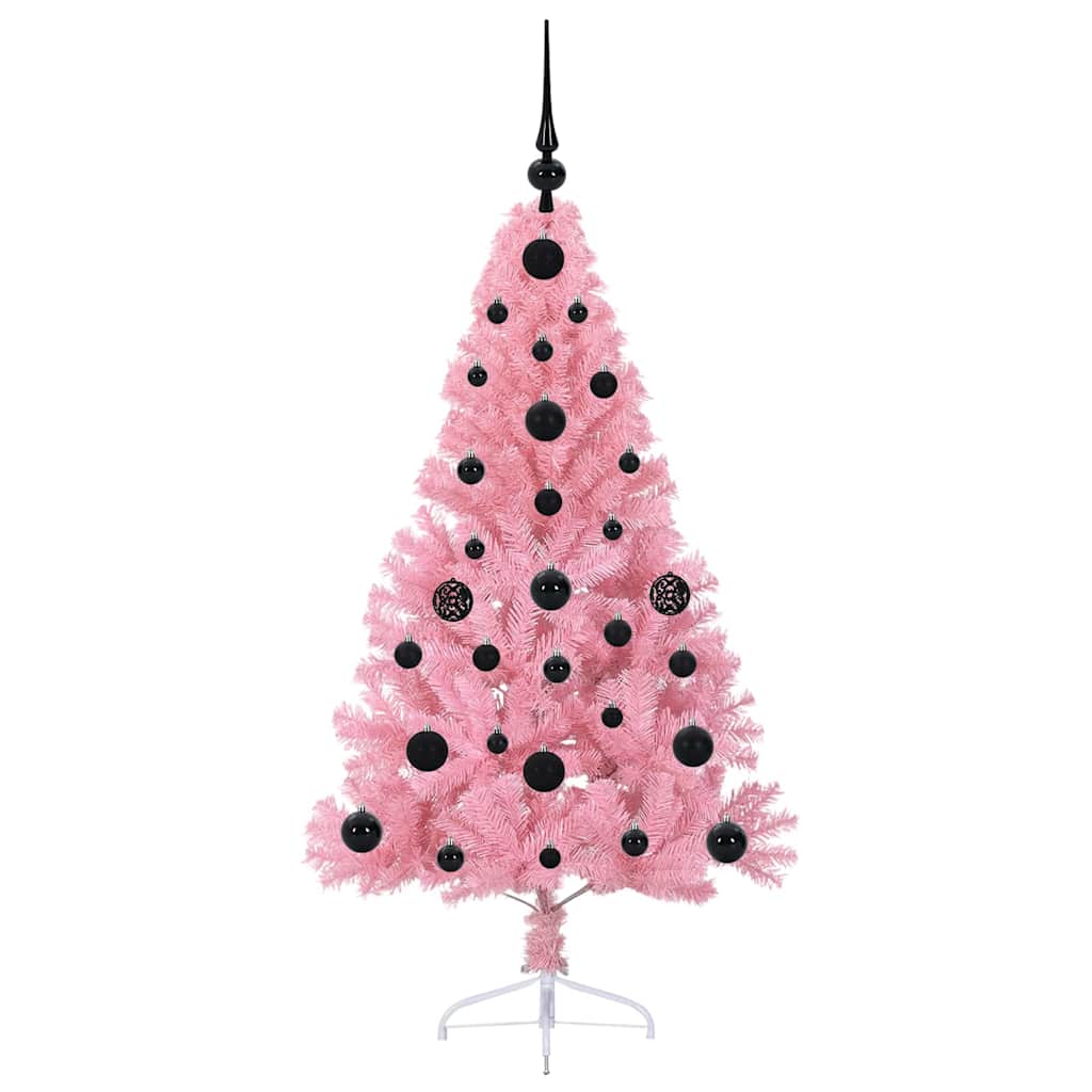 vidaXL Artificial Pre-lit Christmas Tree with 150 LEDs Pink 120 cm PVC
