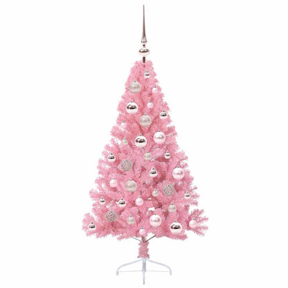 vidaXL Artificial Pre-lit Christmas Tree with 150 LEDs Pink 120 cm PVC