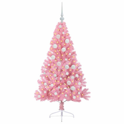 vidaXL Artificial Pre-lit Christmas Tree with 150 LEDs Pink 120 cm PVC
