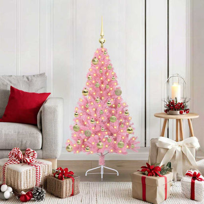 vidaXL Artificial Pre-lit Christmas Tree with 150 LEDs Pink 120 cm PVC