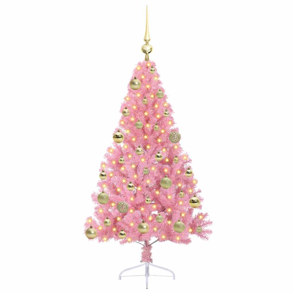 vidaXL Artificial Pre-lit Christmas Tree with 150 LEDs Pink 120 cm PVC