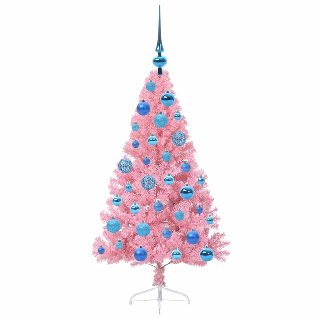 vidaXL Artificial Pre-lit Christmas Tree with 150 LEDs Pink 120 cm PVC