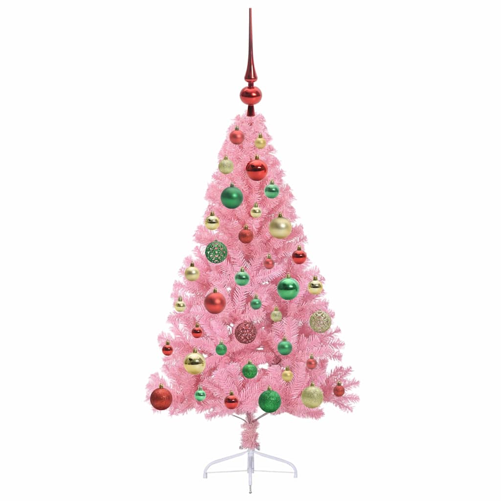 vidaXL Artificial Pre-lit Christmas Tree with 150 LEDs Pink 120 cm PVC