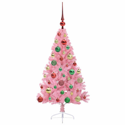vidaXL Artificial Pre-lit Christmas Tree with 150 LEDs Pink 120 cm PVC