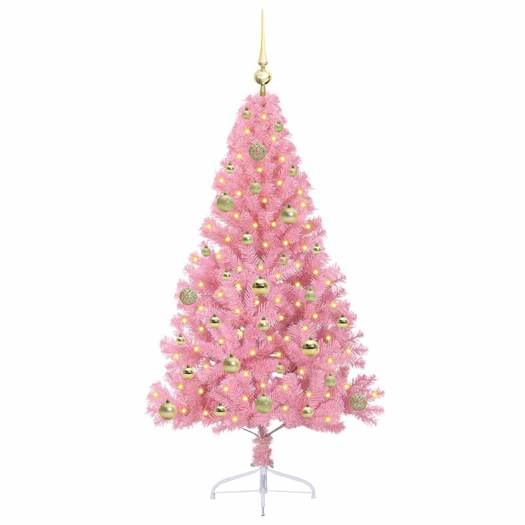vidaXL Artificial Pre-lit Christmas Tree with 150 LEDs Pink 150 cm PVC