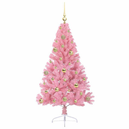 vidaXL Artificial Pre-lit Christmas Tree with 150 LEDs Pink 150 cm PVC