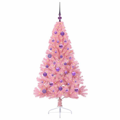 vidaXL Artificial Pre-lit Christmas Tree with 150 LEDs Pink 150 cm PVC