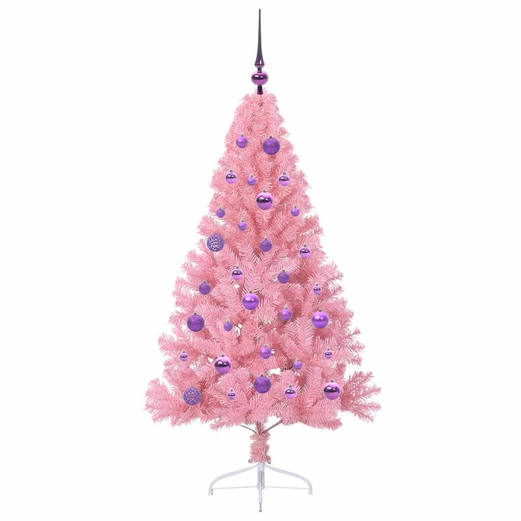 vidaXL Artificial Pre-lit Christmas Tree with 150 LEDs Pink 150 cm PVC