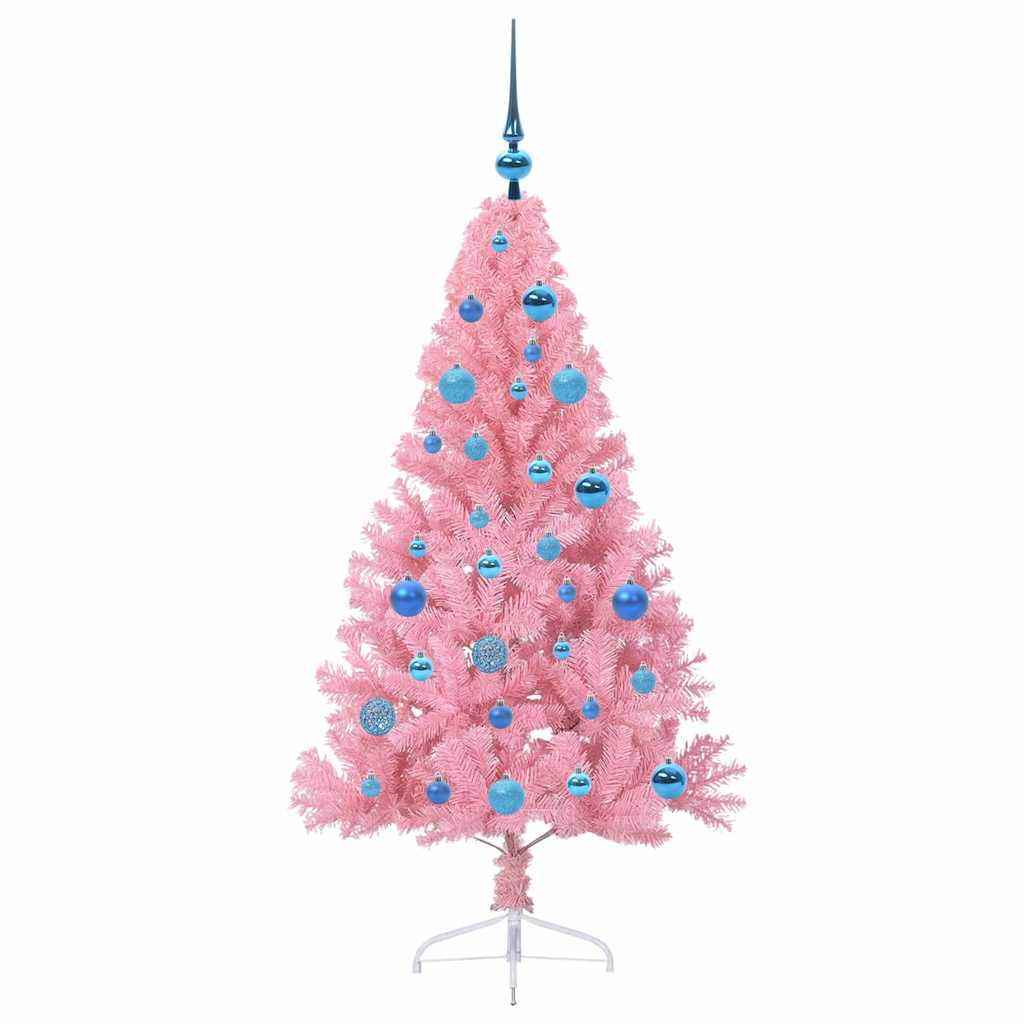 vidaXL Artificial Pre-lit Christmas Tree with 150 LEDs Pink 150 cm PVC