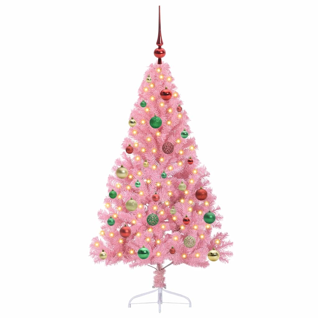 vidaXL Artificial Pre-lit Christmas Tree with 150 LEDs Pink 150 cm PVC