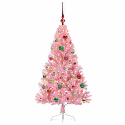 vidaXL Artificial Pre-lit Christmas Tree with 150 LEDs Pink 150 cm PVC