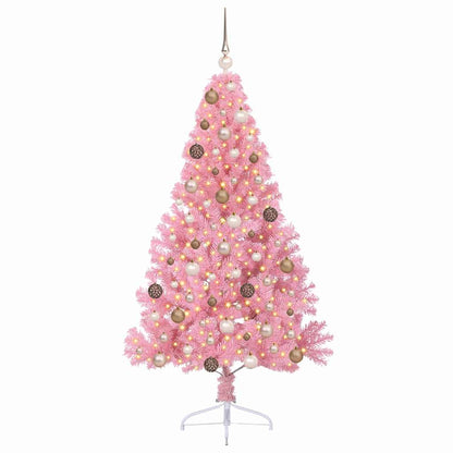 vidaXL Artificial Pre-lit Christmas Tree with 300 LEDs Pink 180 cm PVC