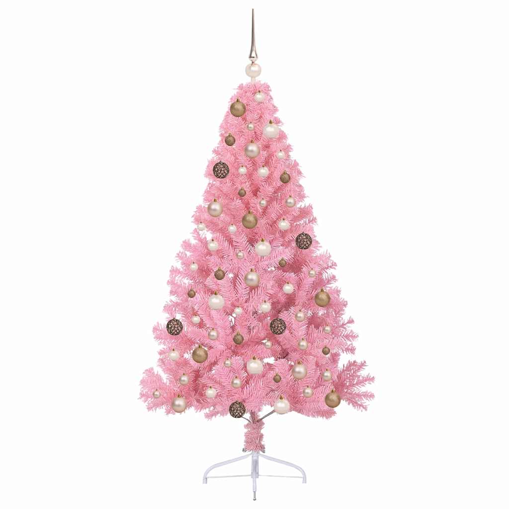 vidaXL Artificial Pre-lit Christmas Tree with 300 LEDs Pink 180 cm PVC