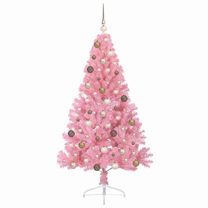 vidaXL Artificial Pre-lit Christmas Tree with 300 LEDs Pink 180 cm PVC