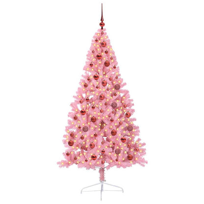 vidaXL Artificial Pre-lit Christmas Tree Pink 180 cm PVC